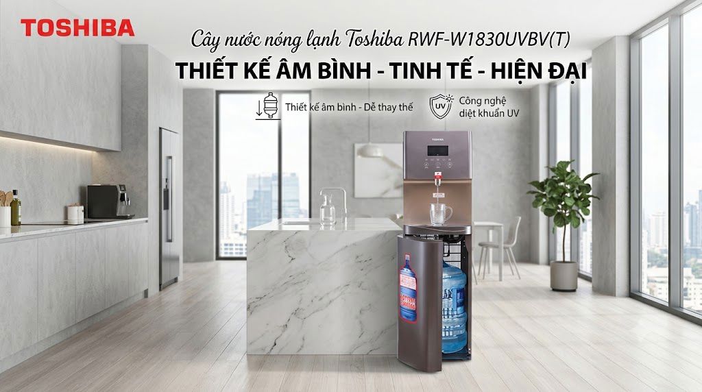 Cây nước nóng lạnh Toshiba RWF-W1830UVBV(T) thiết kế âm bình tinh tế